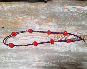 purple and orange beaded necklace