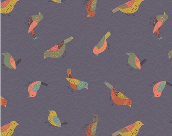 Lewis And Irene Fabric The Hedgerow Hedgerow Birds On Warm Grey A253.3