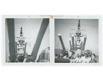 Set of 2 Vintage Snapshot Photos: "The USS New Jersey at Long Beach, June 1968" (75579)
