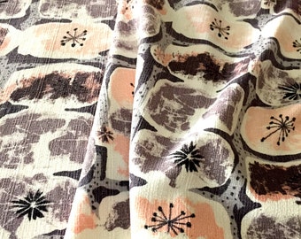 50s Atomic Mid Mod Barkcloth Fabric// Waverly Carlsbad Design// Cotton Yardage// Light Upholstery-Drapery?/ Home Decor// Apparel// 2 Panels