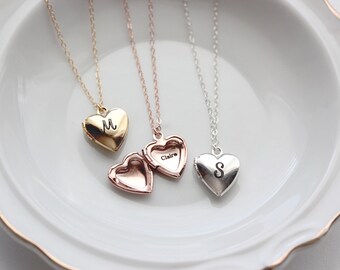 Heart Locket - Heart Locket Necklace, Locket, Personalized Heart Locket Necklace, Personalized Jewelry, Small Heart Locket, Flower Girl Gift