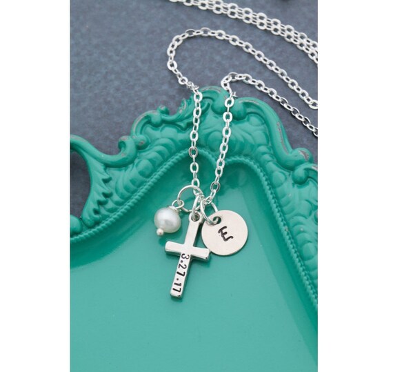 Cross Necklace Baptism Gift First Communion Necklace