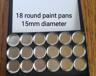 Travel sketchbook Watercolor paint palette with magnetic removable pans business card size. 2.5 oz. Pocket size! 2x4 inches