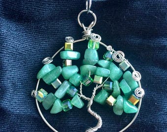 Wire-Wrapped Tree of Life Necklace in Green