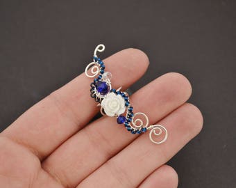Something blue Bridal ear cuff Wedding climber Bridal jewelry Blue wedding Blue earcuffs Bridesmaid gift Bridal earrings Wedding gift