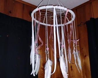 Pink & White Dreamcatcher Mobile