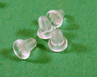 50 Plastic Domed Earring Backs Earnut Clear 5x4mm - 50 pc - F4066EN-PL50