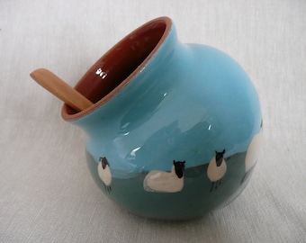Salt pig Salt cellar Salt piglet with wooden spoon Sheep pig