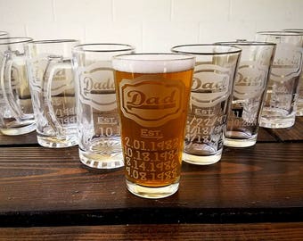 Etched Father's Day Gift Glass - Dad Glass Deep Etched - Gift for Dad, New Dad, Fathers Day Pint - Dad Beer Glass, Father Beer Glass