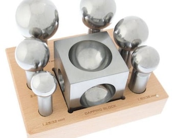 Large Dapping Punches Set & Forming Block Doming Steel For Jewelry Silversmith (20 Lb. M BOX)