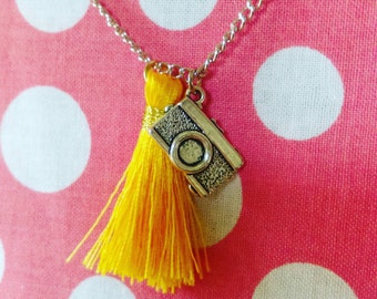 Camera & Yellow Tassel Necklace