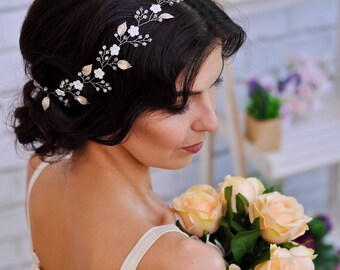 Bridal flower crown wedding Bridal hair vine Bridal headband Wedding flower crown Wedding headpiece Wedding hair vine Wedding headband