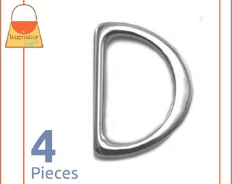 1 Inch Flat Cast D Ring, Nickel Finish, 4 Pieces, Purse Hardware, Handbag Hardware, Purse Supplies, 1", One Inch, RNG-AA257