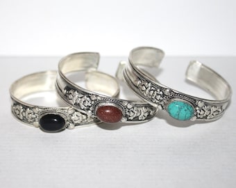 Turquoise Bracelet, Onyx Bracelet, Goldstone bracelet, Boho bracelet, Silver Bracelet, Tribal Bracelet, Gypsy bracelet, Hippie Bracelet