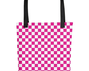 Pink Checkerboard Pattern Tote bag