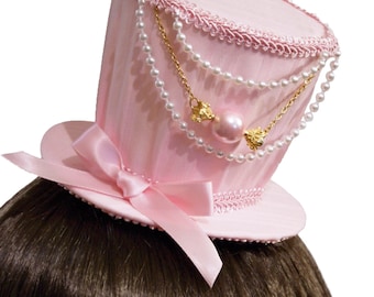 Sweet Baby Pink and Gold Candy Mini Top Hat - Made to Order