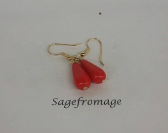 Red and gold pierced Earrings