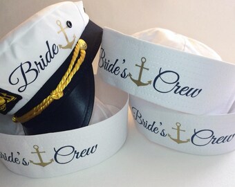 Nautical bachelorette hats, bride captain hat, bride sailor hat, lets get nauti hat, sailor hat, nautical bachelorette, brides crew