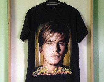 Vintage David Beckham Tshirt Young and Hot with 90's Haircut/celebrity/ManchesterUnited/Victoria Beckham/Popband.