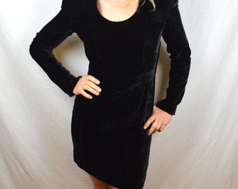 Vintage 90s Giorgio Armani Le Collezioni LBD Dress Velvet Dress