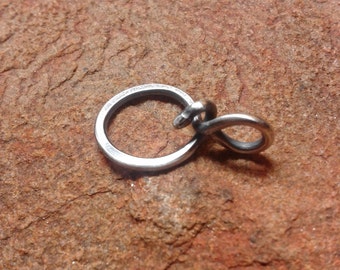 Unique Thick Sterling Silver Organic Tiny Trinket Charm Holder Pendant for Your Own Charms - Antiqued or Shiny - Handmade to Order