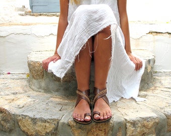 Wrap around the anlke sandals with cross stitched details, Women Sandals, in Six Colors. Thalia 02