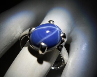 Blue Star Sapphire Gemstone Ring