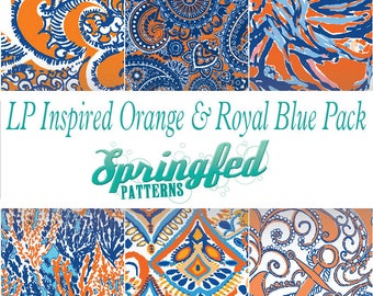 LP Inspired Orange & Royal Blue Pattern Craft Vinyl Project Pack Choose Adhesive Vinyl or HTV Sheets
