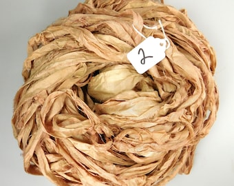 Sari silk Ribbon, Recycled Silk Sari Ribbon, Driftwood sari ribbon, Camel silk sari ribbon, weaving supply, knitting supply, jewelry supply