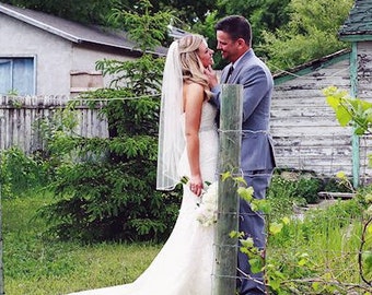 Fingertip Wedding Veil, Raw Edge Bridal Veil, Single Layer Veil, Short Veil, Fingertip Veil, Ivory Fingertip Veil, White Ivory Champagne