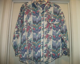 Retro 80s 90s BIG SOUTHWESTERN DESIGNS Shirt for Ladies, Cotton, Lg