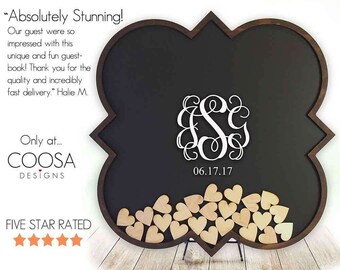 Wedding Guest Book Alternative, Guest Book, Drop Top hearts, Rustic guestbook, Wooden Hearts Guest Book, Guest Book Idea, Custom