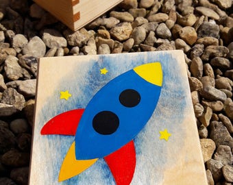 Rocket Wooden Keepsake Box