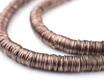748 Antiqued Copper Interlocking Crisp Beads: Metal Spacer Beads Ethnic Metal Beads Heishi Shaped Beads 6mm Copper Beads (MET-HSH-CPR-638)