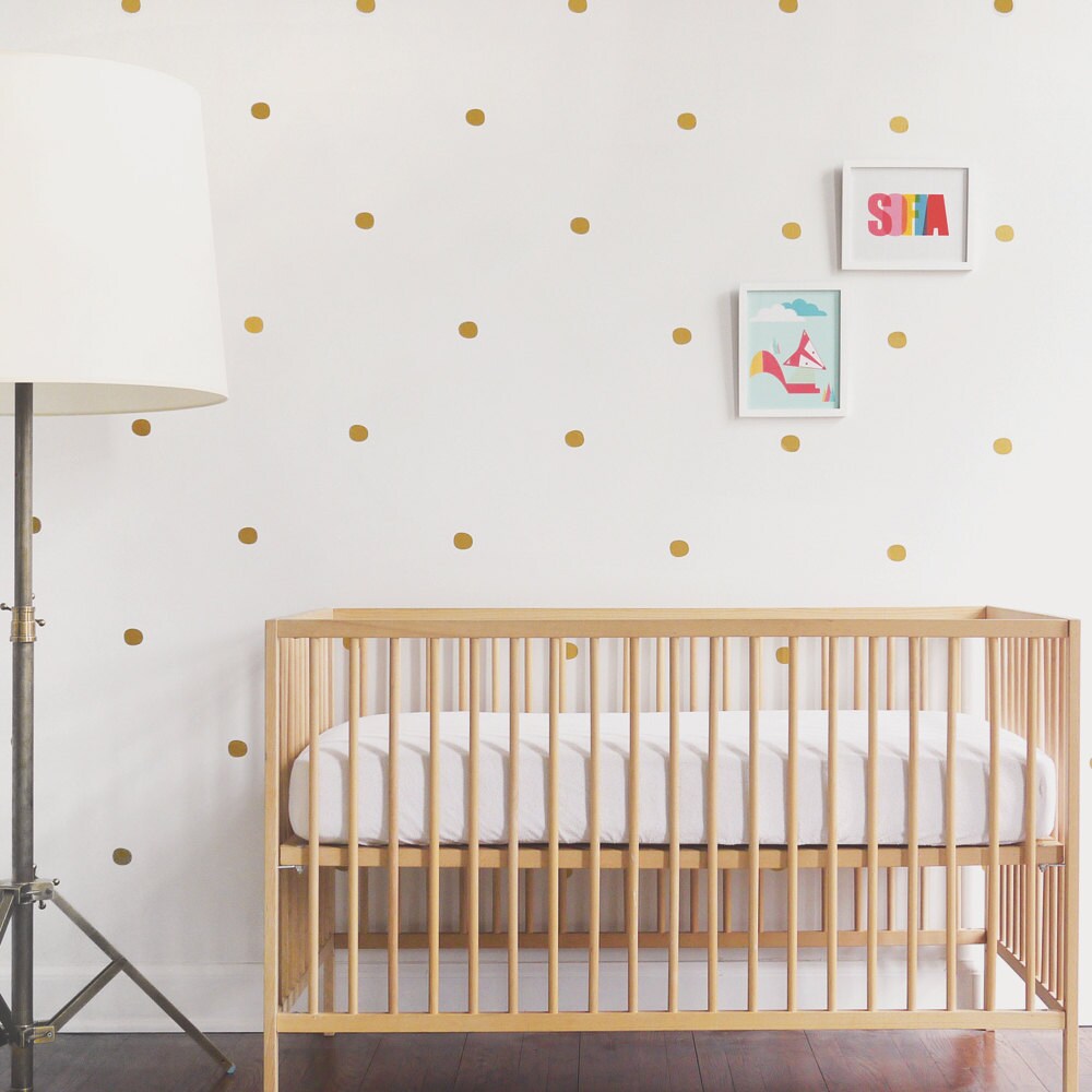 Gold Wall Decal Vinyl Wall Decal 91 Gold Dots Kids Decor
