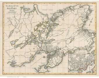 Gloucester & Rockport Map 1937 Massachusetts Road Map Placenames
