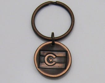 Copper Colorado Flag Keychain, Rustic Copper Keychain, Colorado Pride, Colorado State Flag, Colorado Souvenir, Colorado Lover, Love Colorado