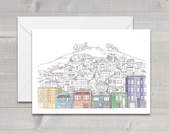 San Francisco Houses on the Hill Greeting Card