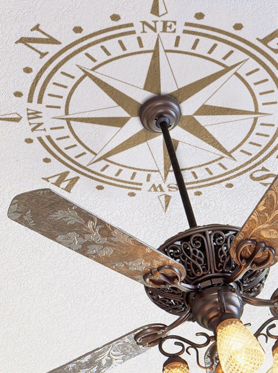 Ceiling Medallion Compass Rose Decal Nautical Beach Decor