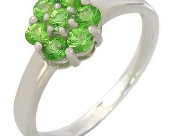 Tsavorite Green Garnet Cluster Ring 925 Sterling Silver (1ct tw) : sku 1530-925