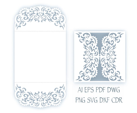 Download SVG Wedding invitation 5x5'' Gate fold Card Template
