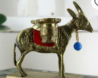 vintage Brass donkey candle holder