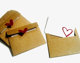 Mini Kraft Envelopes & Cards - Set of 10 - Recycled Kraft Paper