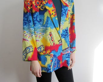 vintage 80s 90s Psychedelic print blazer jacket