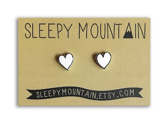 Heart Earrings - Heart Studs by Sleepy Mountain
