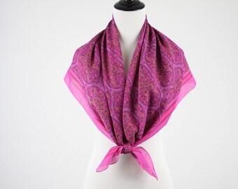 1990s Large Square Fuchsia Scarf