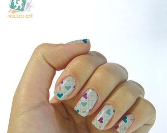 On Sale heart nail stickers decals nail art water decals, Nail Water Decals Transfers Wraps