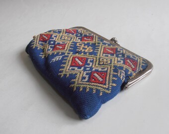 Jahrgang Motiv Stickerei blau Hand Tasche Handtasche