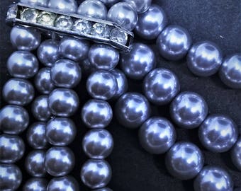 Grayish Blue Multi Strand Pearl Necklace