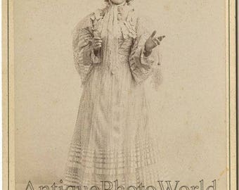 Actress Maud Harrison in costume antique cabinet photo